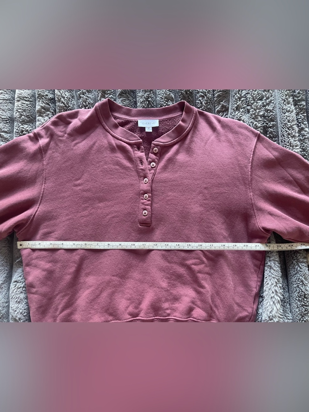 Evereve Dusty Mauve Button-Up Henley Sweatshirt - Picture 5 of 5